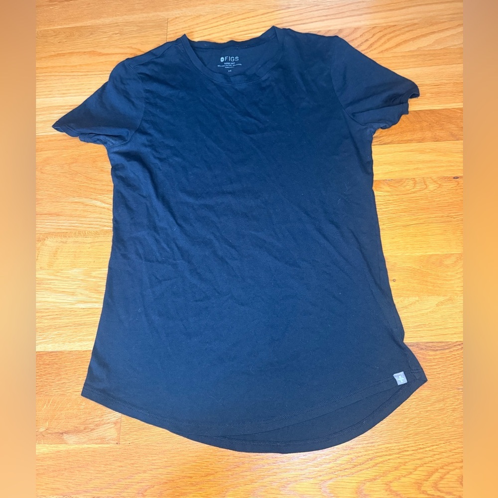 FIGS Black Super Soft Tee XS Pima Cotton Modal Scrub Top Basic Tee